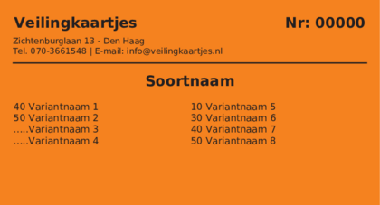 Voorbeeld veilingkaart op Fel oranje