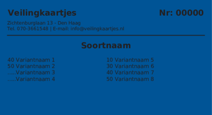 Voorbeeld veilingkaart op Koningsblauw