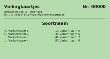 Voorbeeld veilingkaart op Lichtgroen