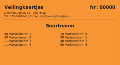 Voorbeeld veilingkaart op Oranje