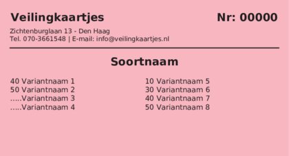 Voorbeeld veilingkaart op Roze