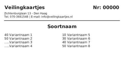 Voorbeeld veilingkaart op Wit